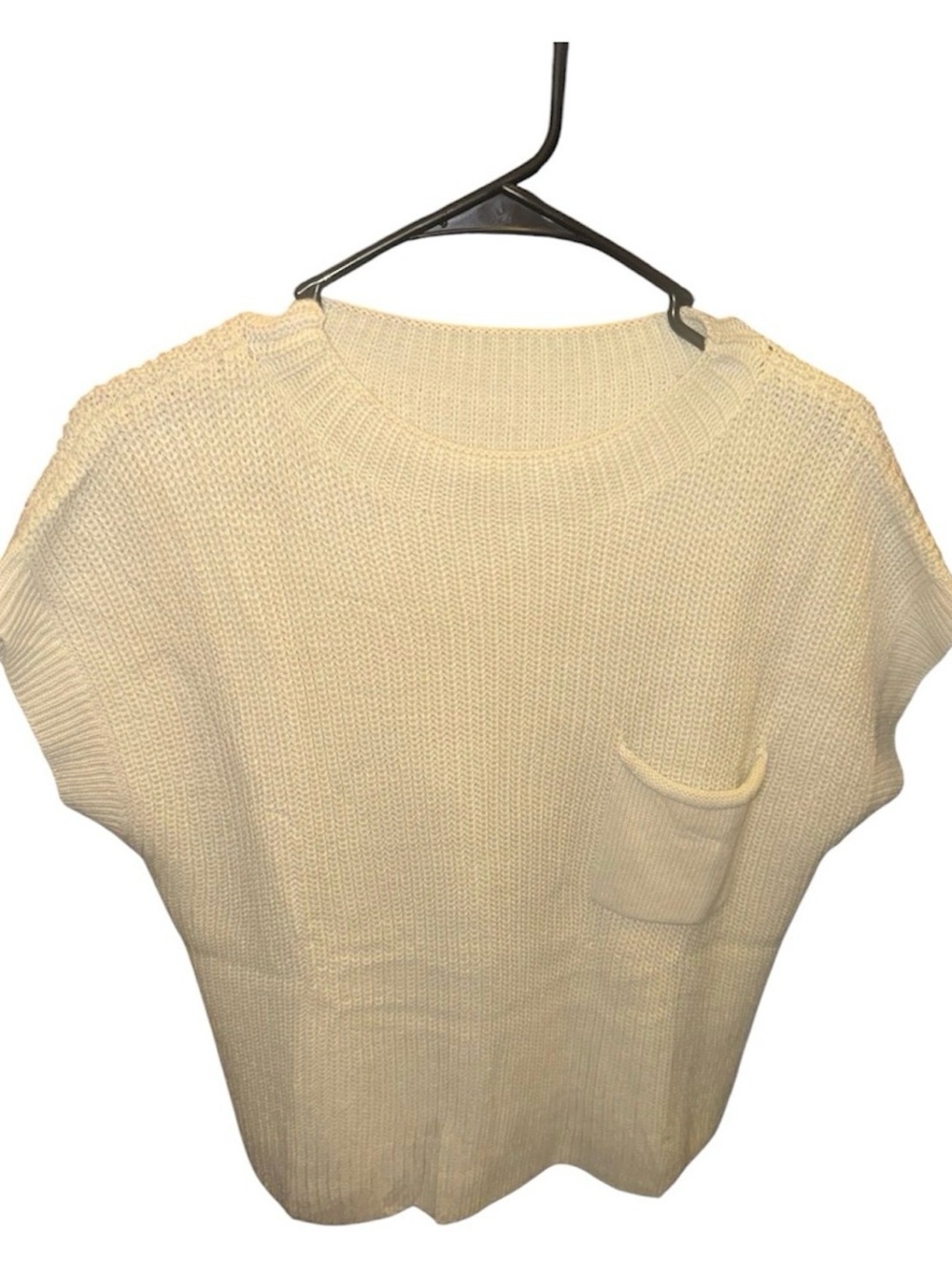 Cream Knit Short-Sleeve Sweater Top